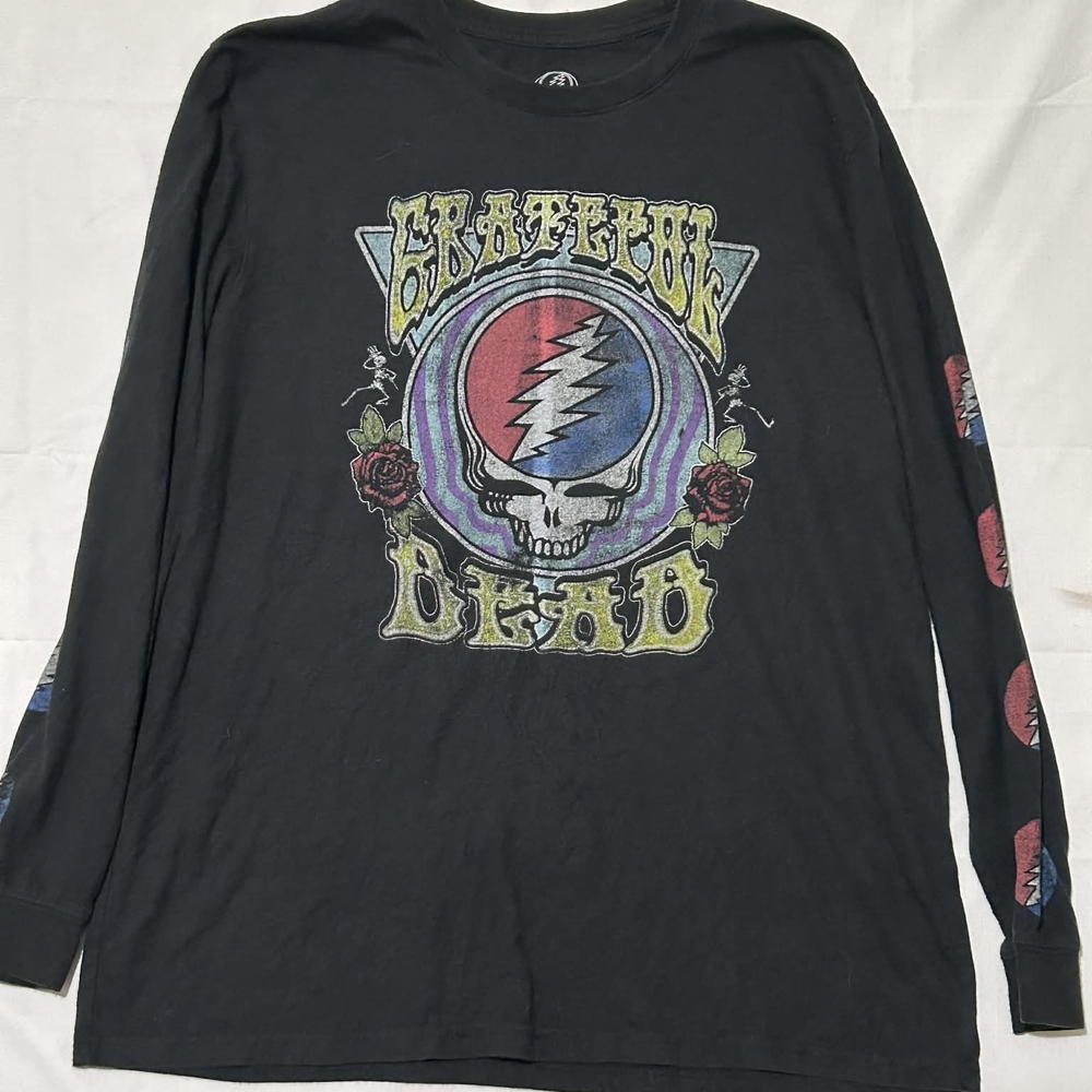 Grateful Dead Stealie Skull Long Sleeve Distressed Tee Oversized M 23–30